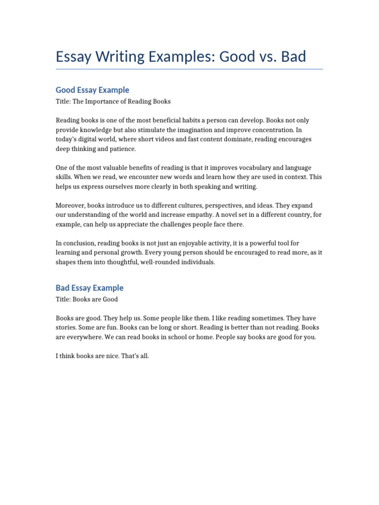 Good vs. Bad Essay Examples | PDF