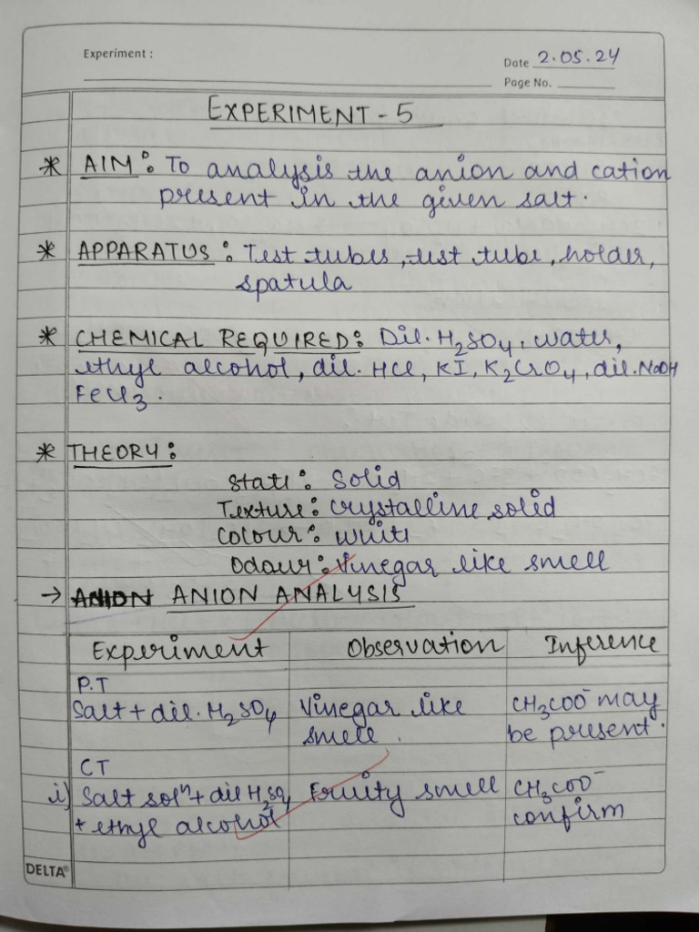 Salt Analysis Practical File-1 | PDF