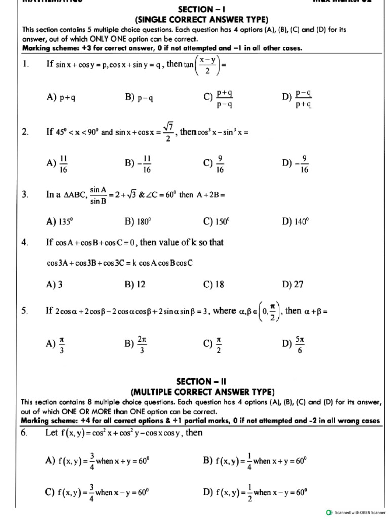 24 Trigonometry Upto Transformations Adv P1 | PDF