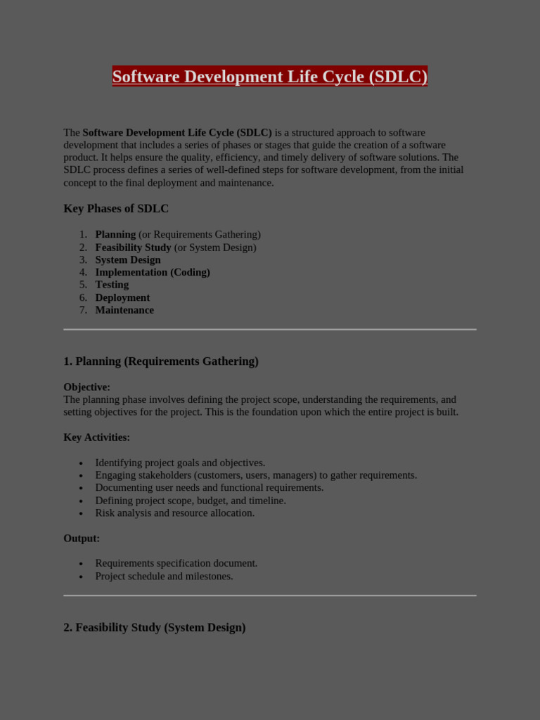 Software Development Life Cycle | PDF | Software Development Process ...