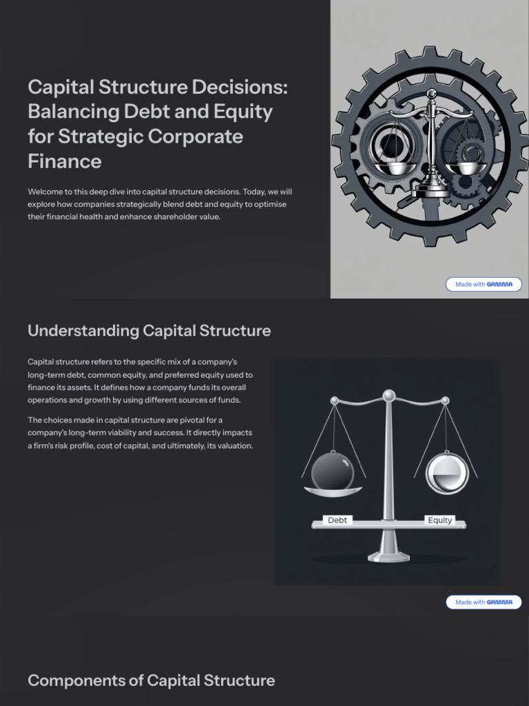 Capital Structure Decisions Balancing Debt and Equity For Strategic ...