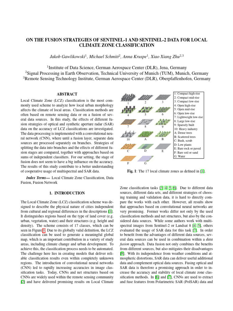 Fusion Strategies for LCZ Classification | PDF | German Aerospace Center