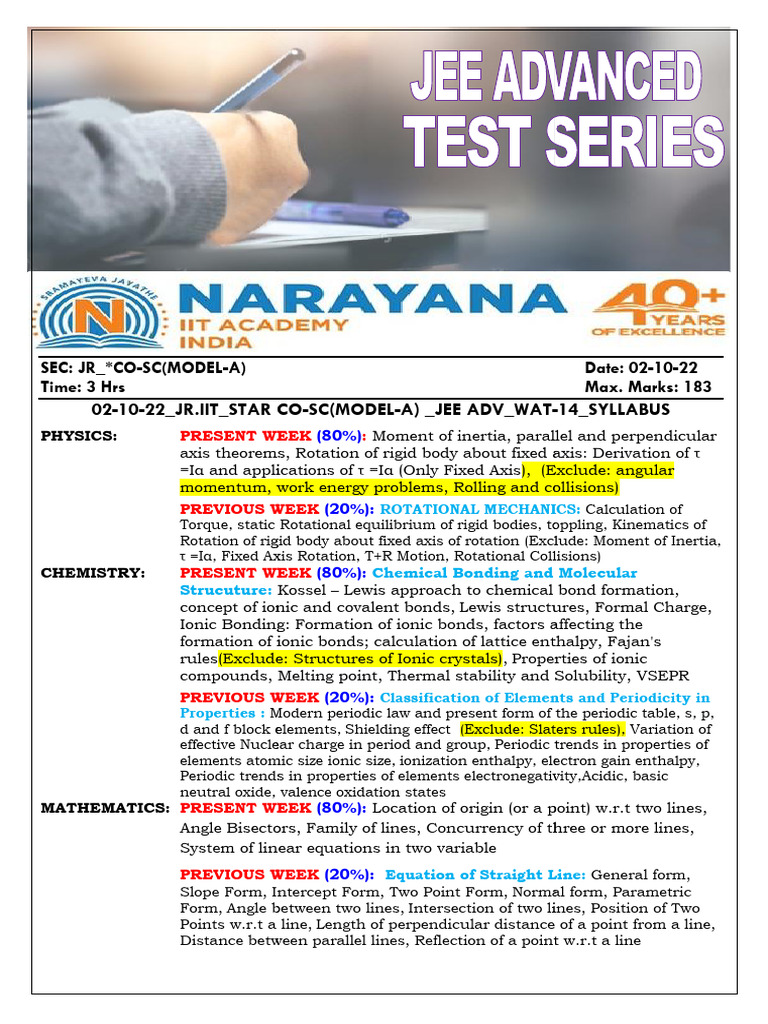 JEE Advanced 2022 Syllabus Overview | PDF | Ionic Bonding | Ion