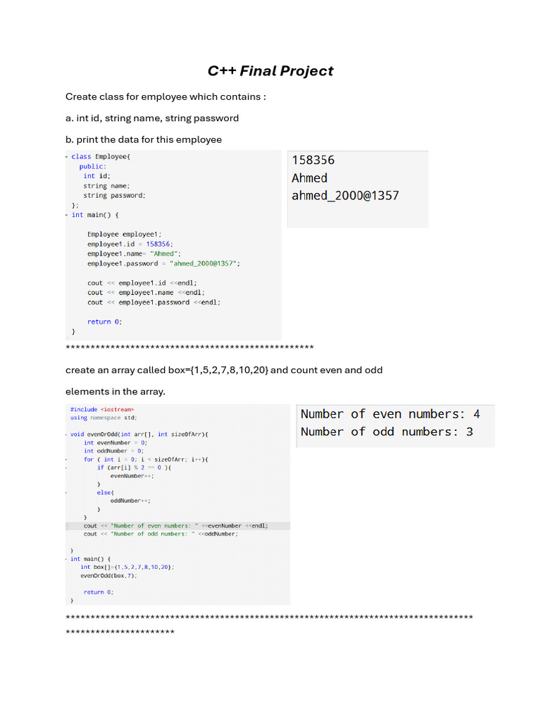 C++ Employee Class and Functions Project | PDF