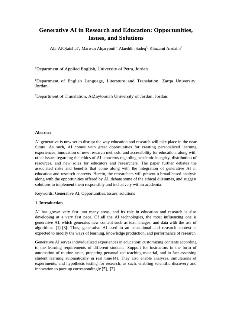 Generative AI in Education and Research | PDF | Artificial Intelligence ...