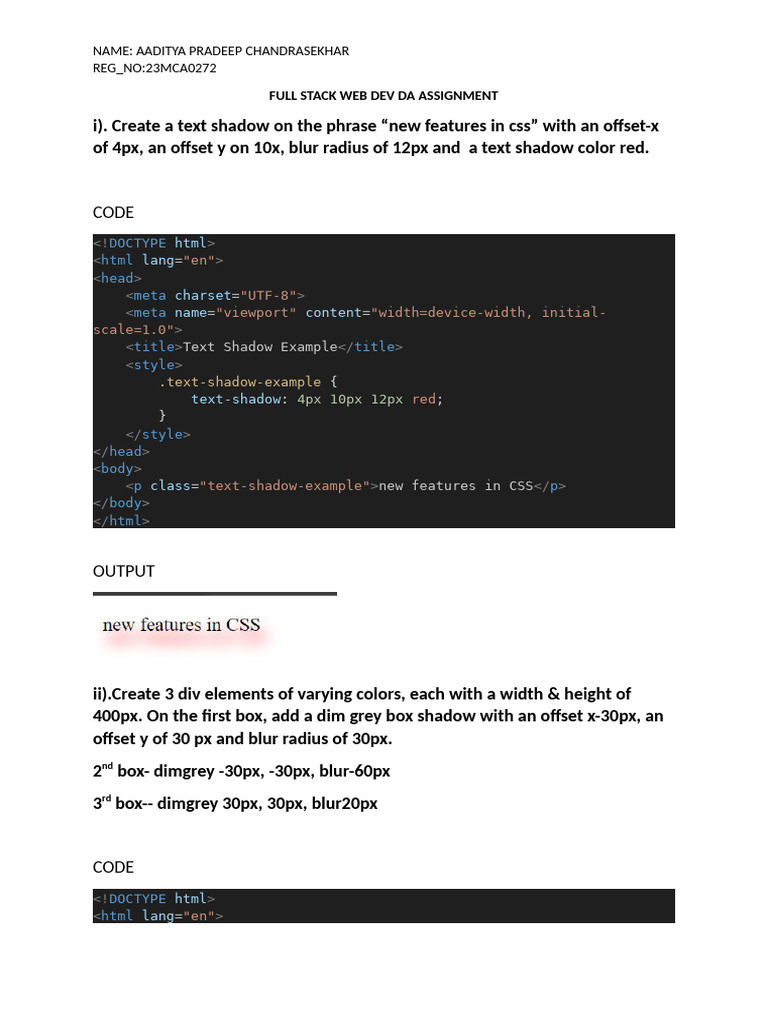 CSS Text and Box Shadow Examples | PDF | World Wide Web | Internet & Web