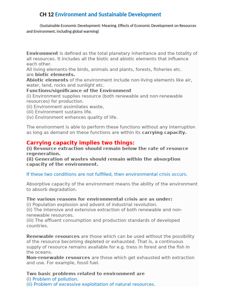 CH 10 Environment and Sustainable Development | PDF | Atmosphere Of ...