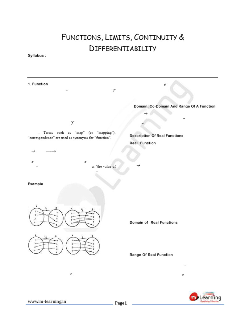 Functions and Limits in Calculus | PDF | Function (Mathematics) | Set ...