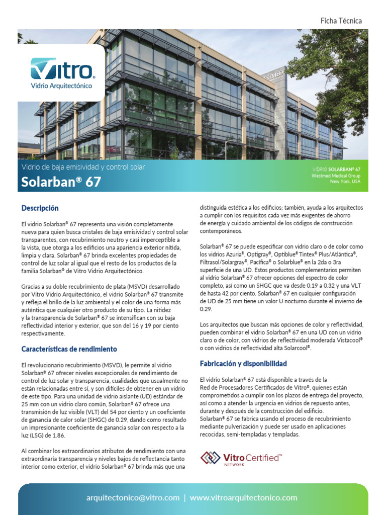 Vidrio Solarban® 67: Eficiencia y Estética | PDF | Fenomeno fisico ...