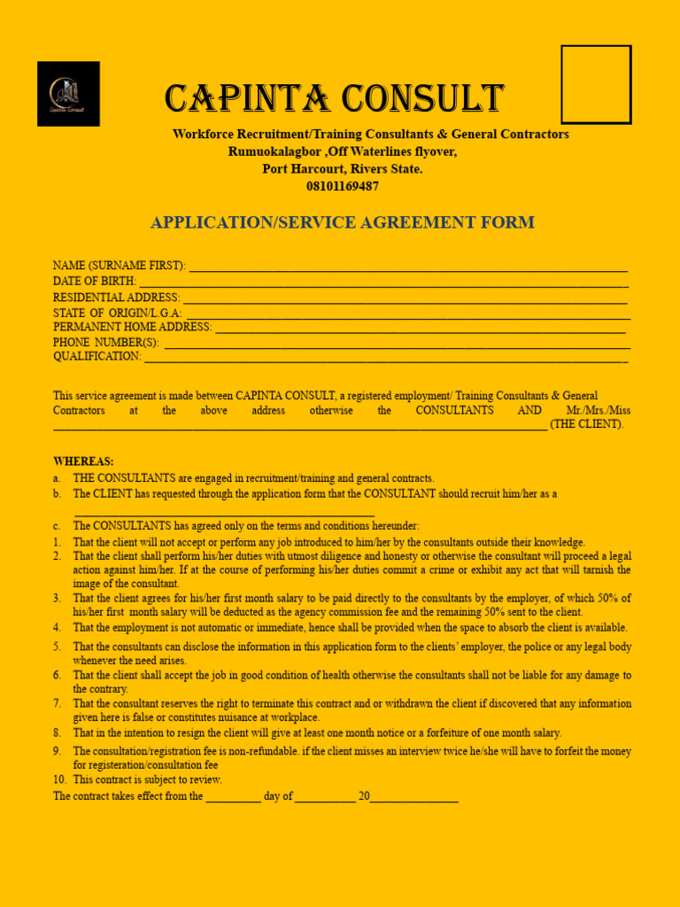 Capinta Application Form (New) 2025-1 | PDF | Guarantee | Civil Law ...