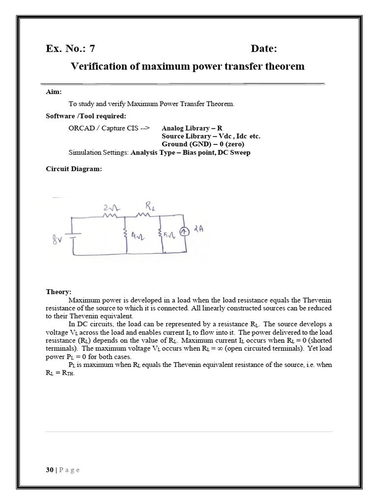 Verify Maximum Power Transfer Theorem | PDF | Electrical Network ...