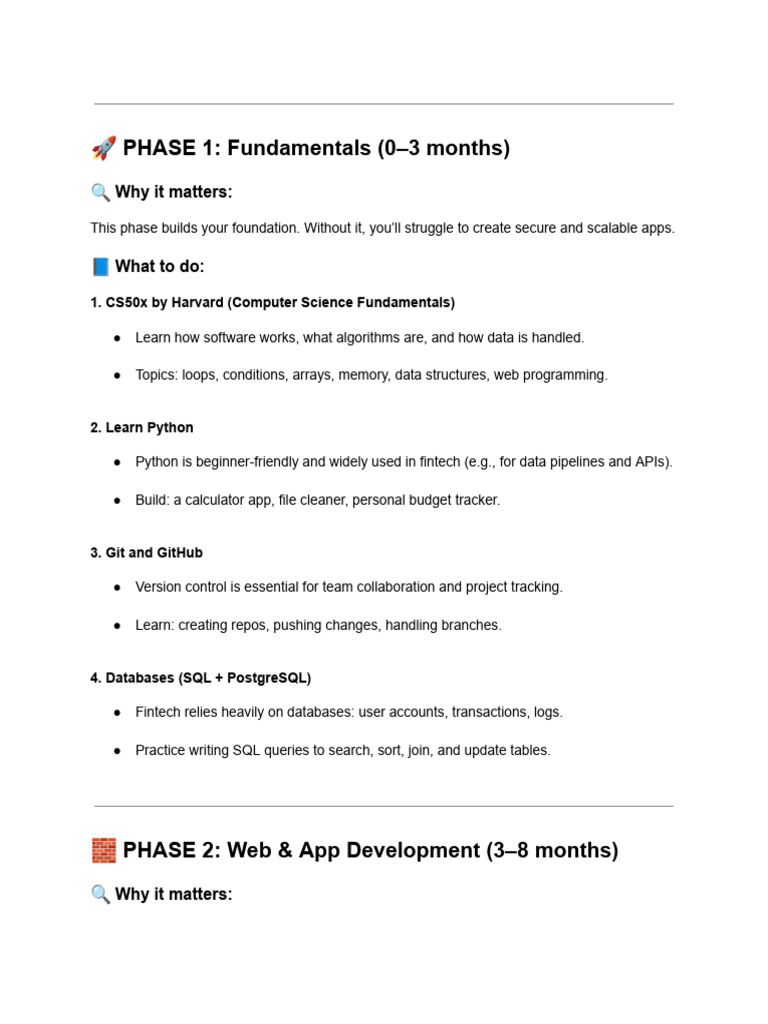Fintech Developer Roadmap Guide | PDF | Web Development | Computing