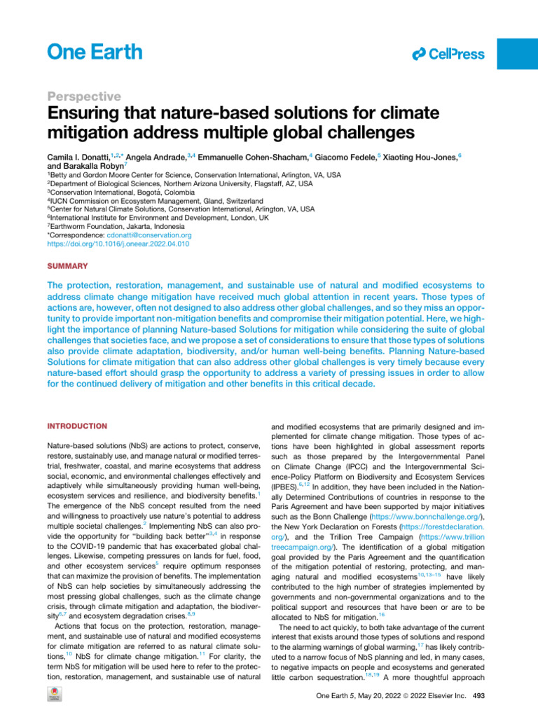 Ensuring That Nature Based Solutions For Climate M | PDF | Climate ...