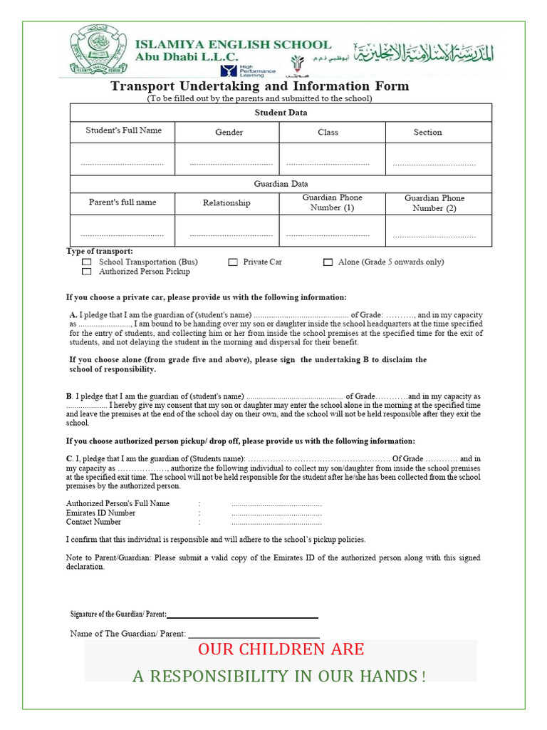 Transport Undertaking and Information Form Final | PDF