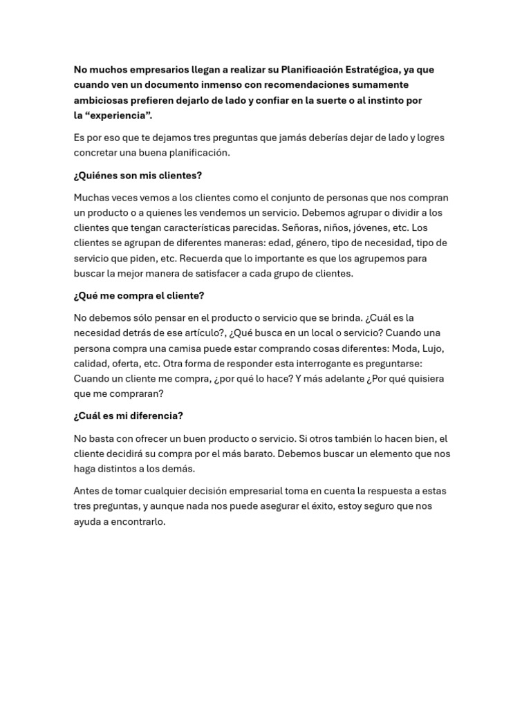 Claves para una Planificación Estratégica | PDF