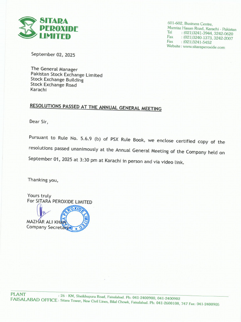 SPL Agm Resolution | PDF
