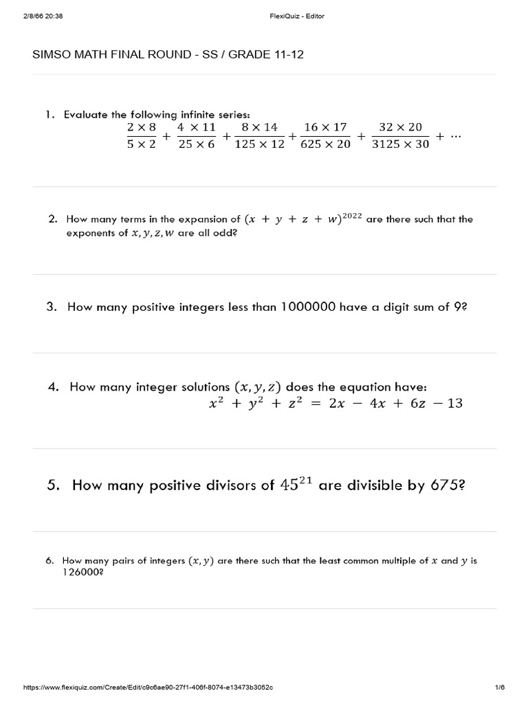 2022 Simso Math Final Ss | PDF