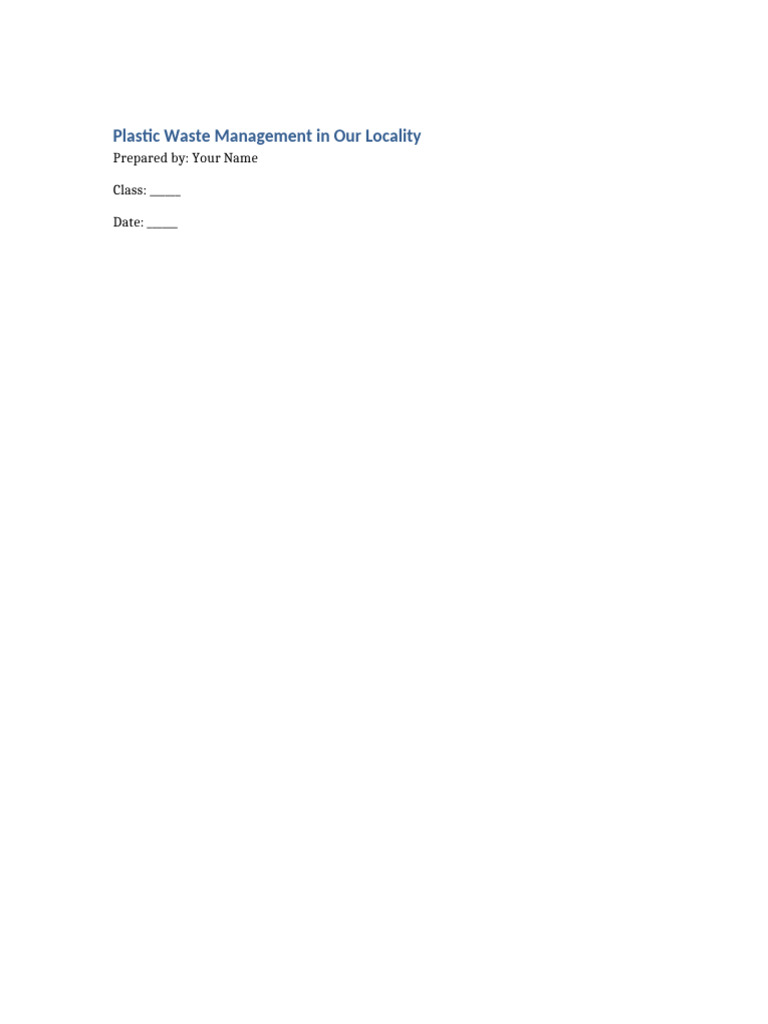 Plastic Waste Management Project | PDF | Waste Management | Waste