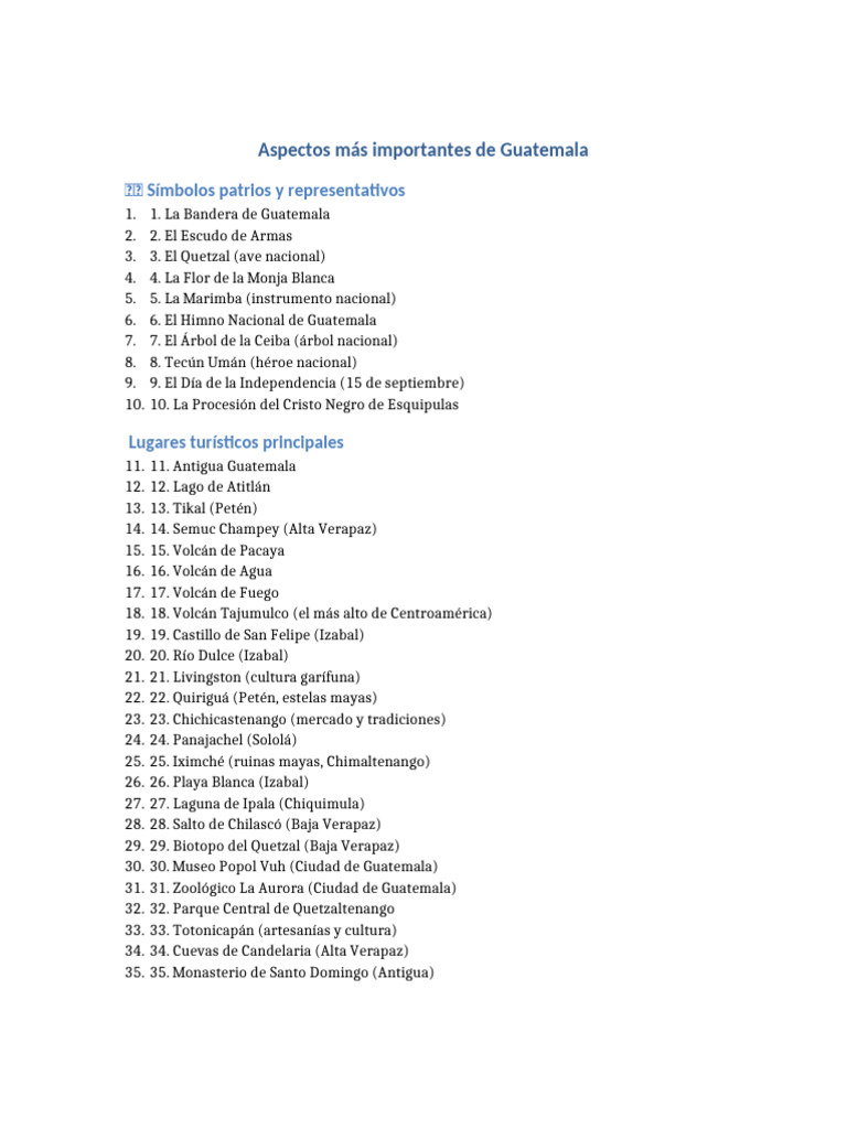 Guía Completa sobre Guatemala: Cultura y Turismo | PDF | Guatemala