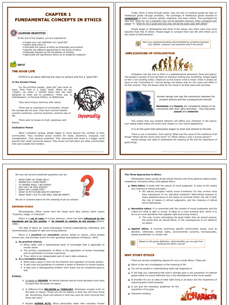 Chapter 1 Fundamental Concepts in Ethics (3 Files Merged) | PDF | Free ...