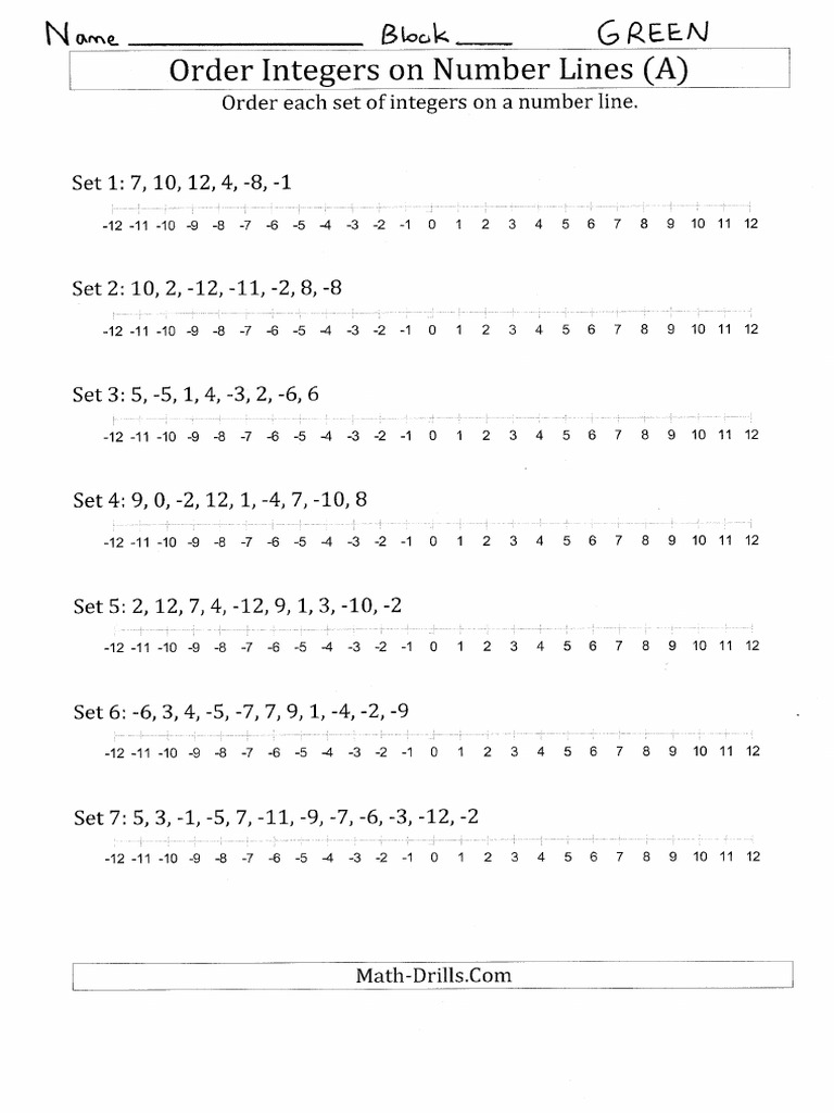 Integer Foundations Worksheet | PDF