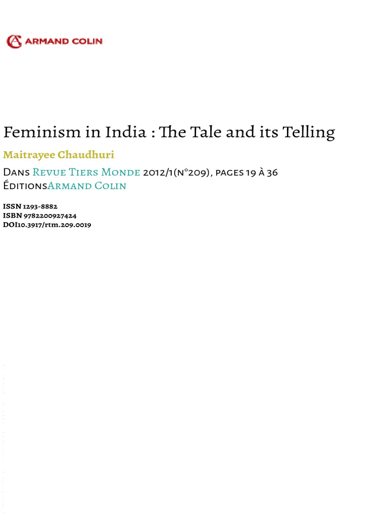 Feminism in India: Historical Perspectives | PDF | Feminism | Gender ...
