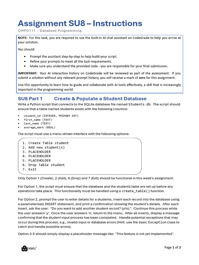 Student Database Programming Guide | PDF | Databases | Information ...