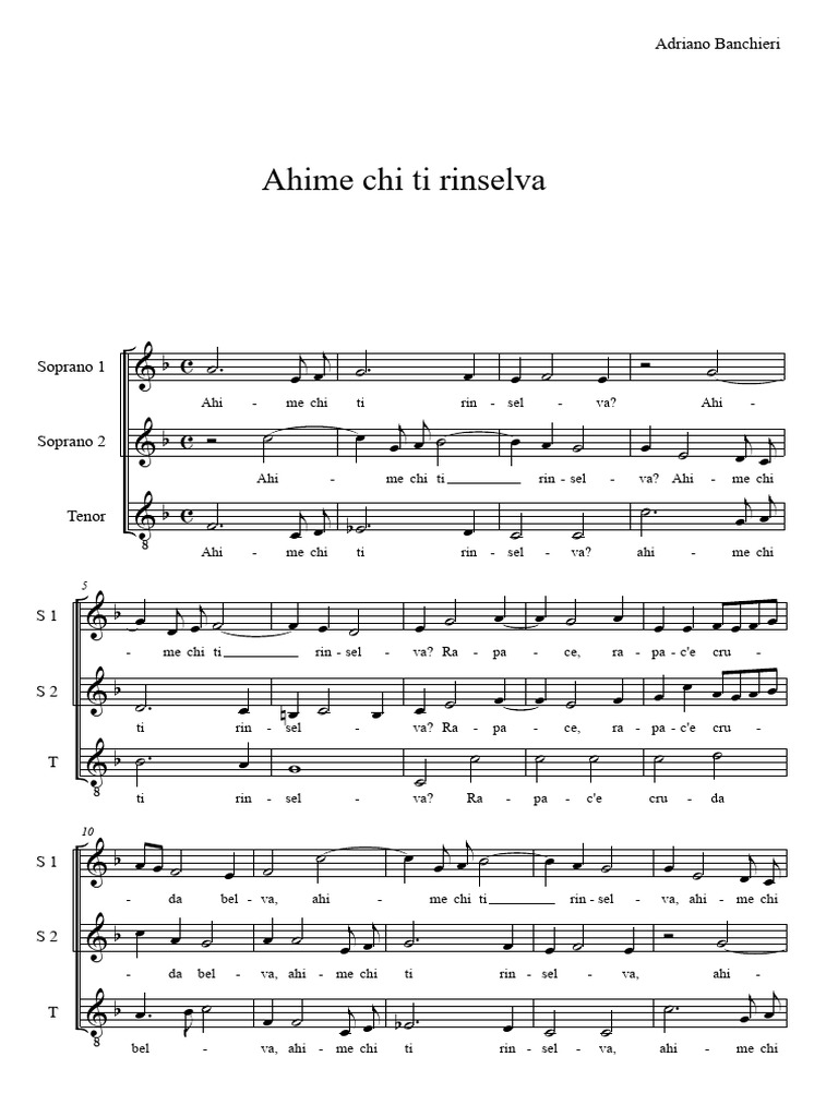 Ahime chi ti rinselva - Partition musicale | PDF