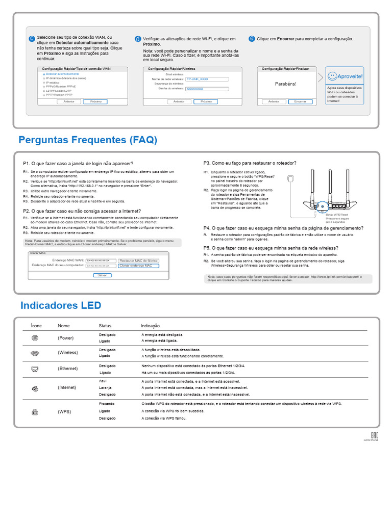TL-WR940N(BR)_V3_QIG_pg2 | PDF | Roteador (informática) | Sem fio