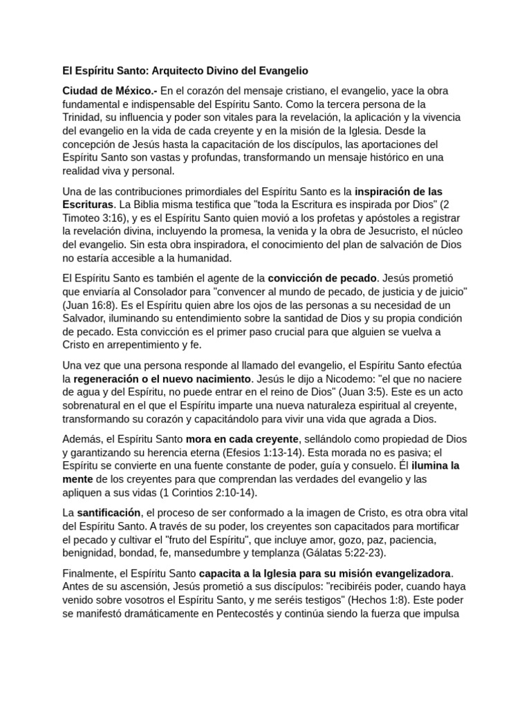 El Espíritu Santo en el Evangelio | PDF | espíritu Santo | Cristo (título)