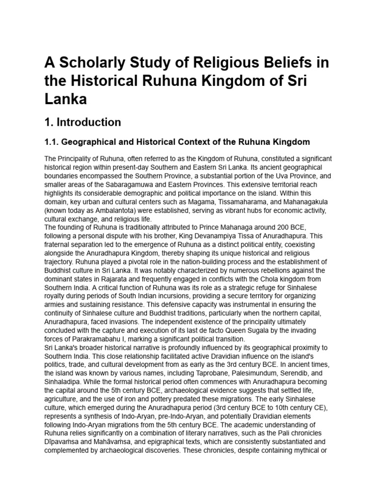 Religious Evolution in Ruhuna Kingdom | PDF
