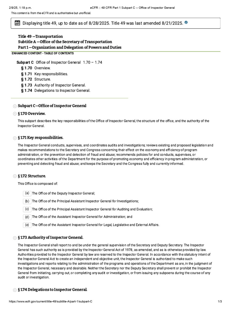 Office of Inspector General Overview | PDF | Federal Government Of The ...