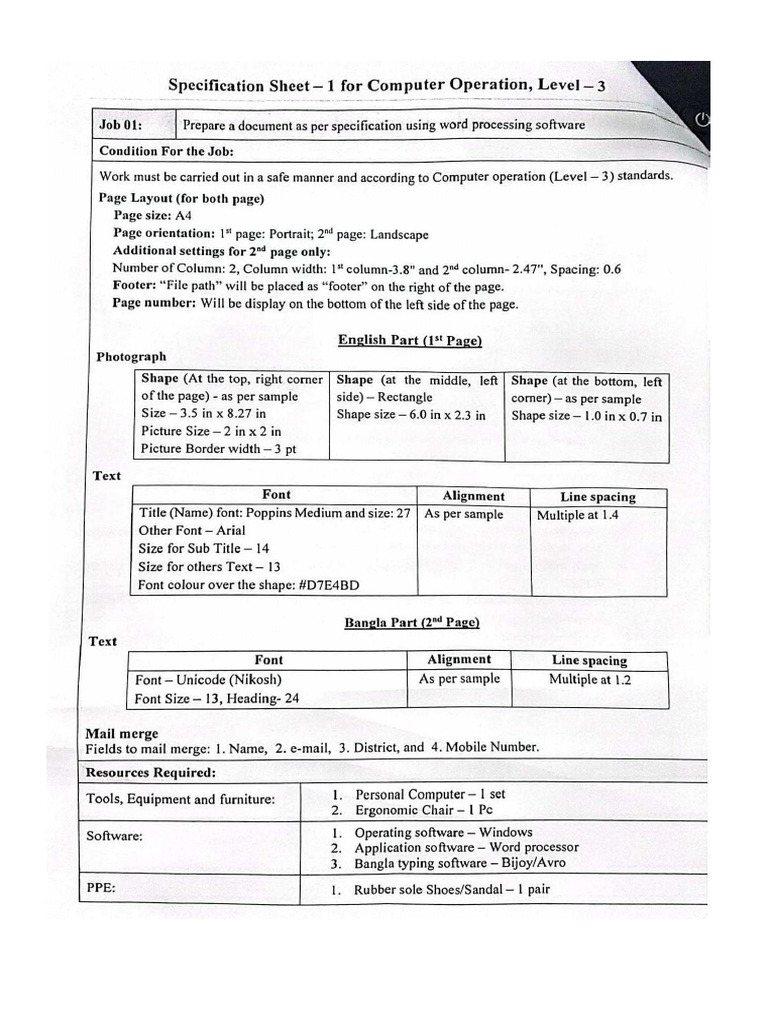 01 Level 3 Specification | PDF