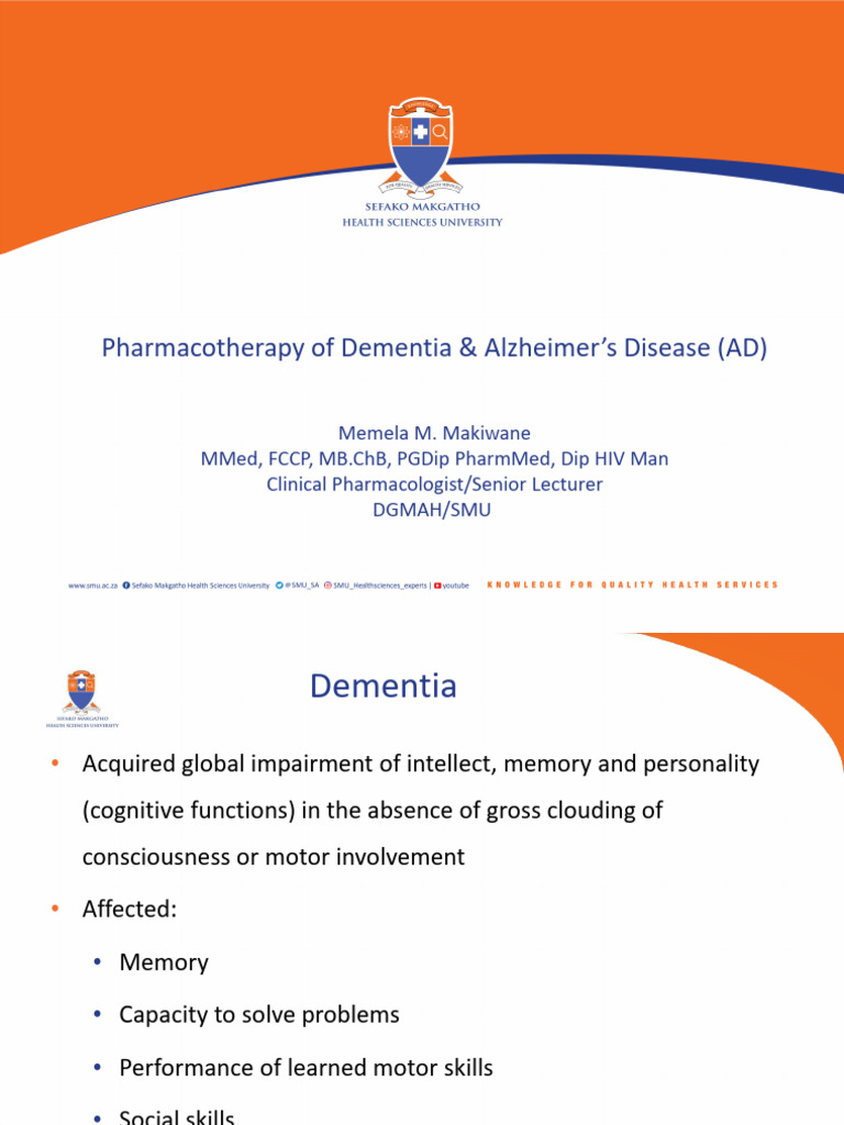 Pharmacotherapy for Dementia & Alzheimer's | PDF | Alzheimer's Disease ...