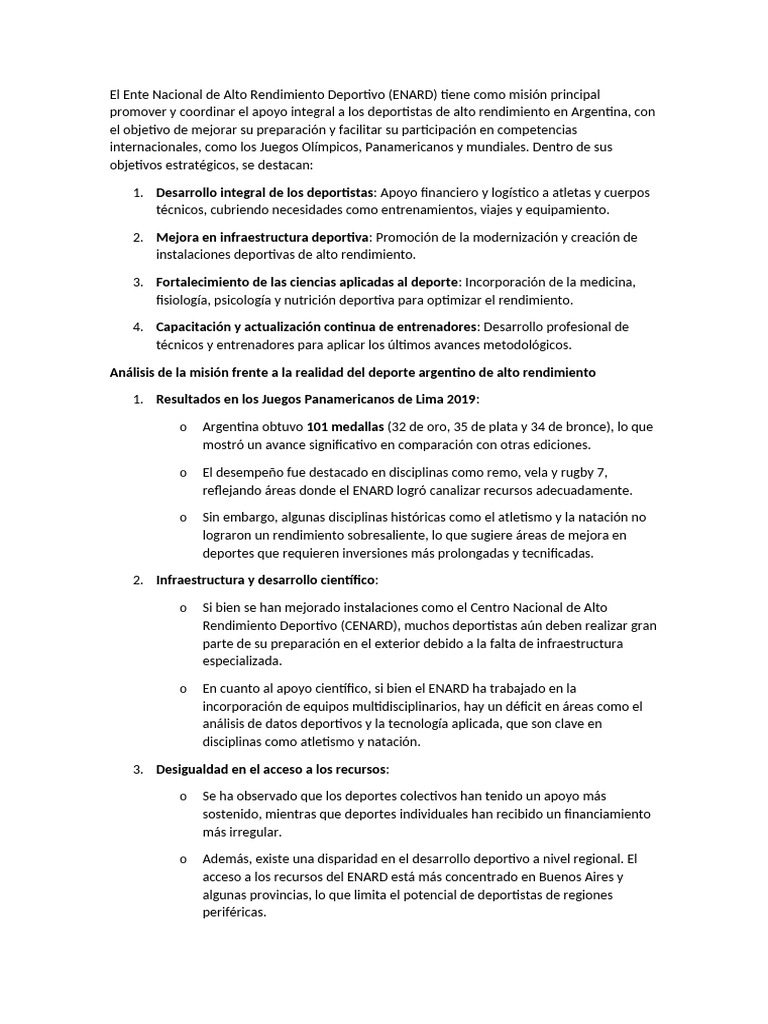 Desafíos y logros del ENARD en Argentina | PDF | Deportes