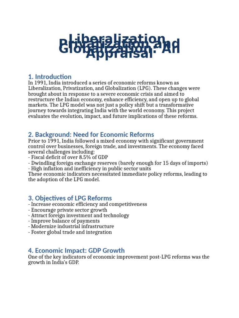 LPG Reforms: Impact and Insights | PDF | Foreign Direct Investment ...