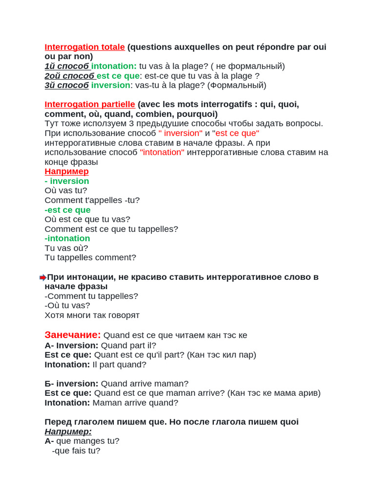 Techniques d'interrogation en français | PDF