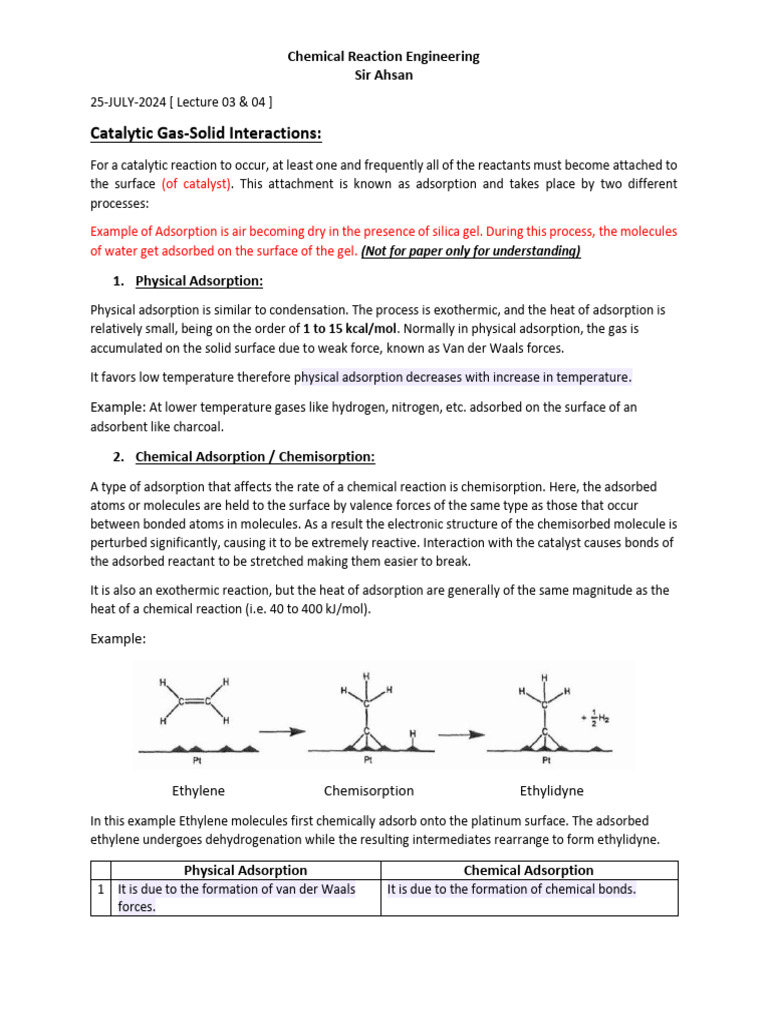 Catalytic Adsorption in Reaction Engineering | PDF | Adsorption | Catalysis
