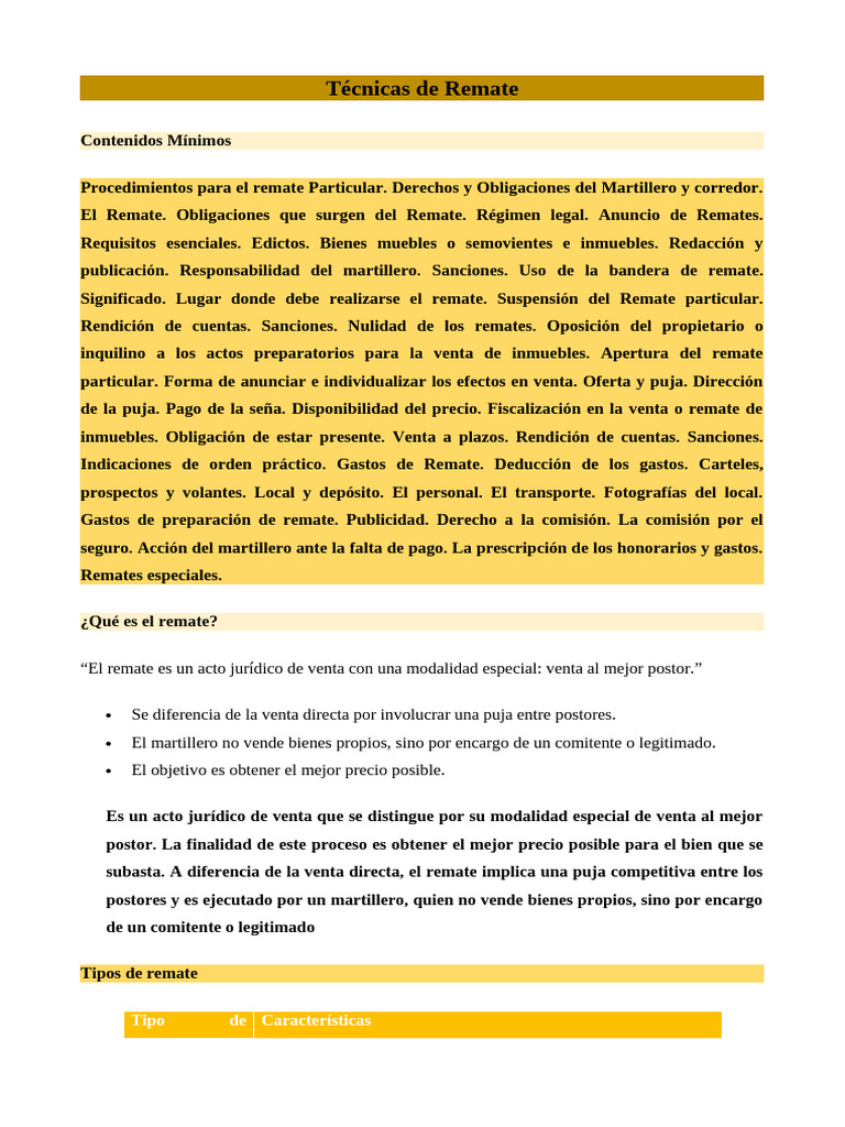 Guía Completa sobre Técnicas de Remate | PDF | Subasta | Justicia