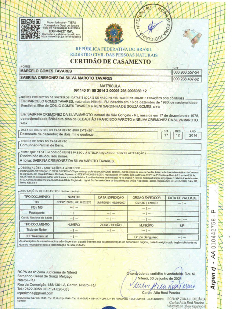 Certidao de Casamento | PDF