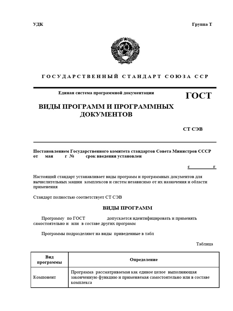 United System For Program Documentation. Types of Programs and Program ...