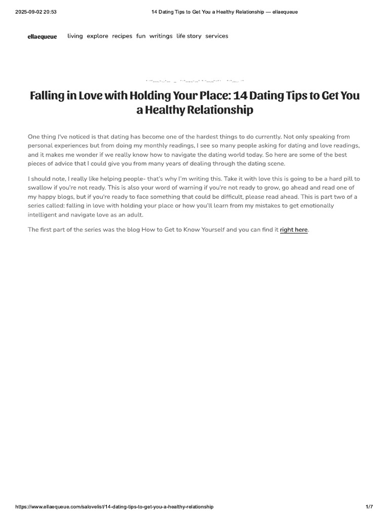 14 Dating Tips To Get You A Healthy Relationship - Ellaequeue | PDF