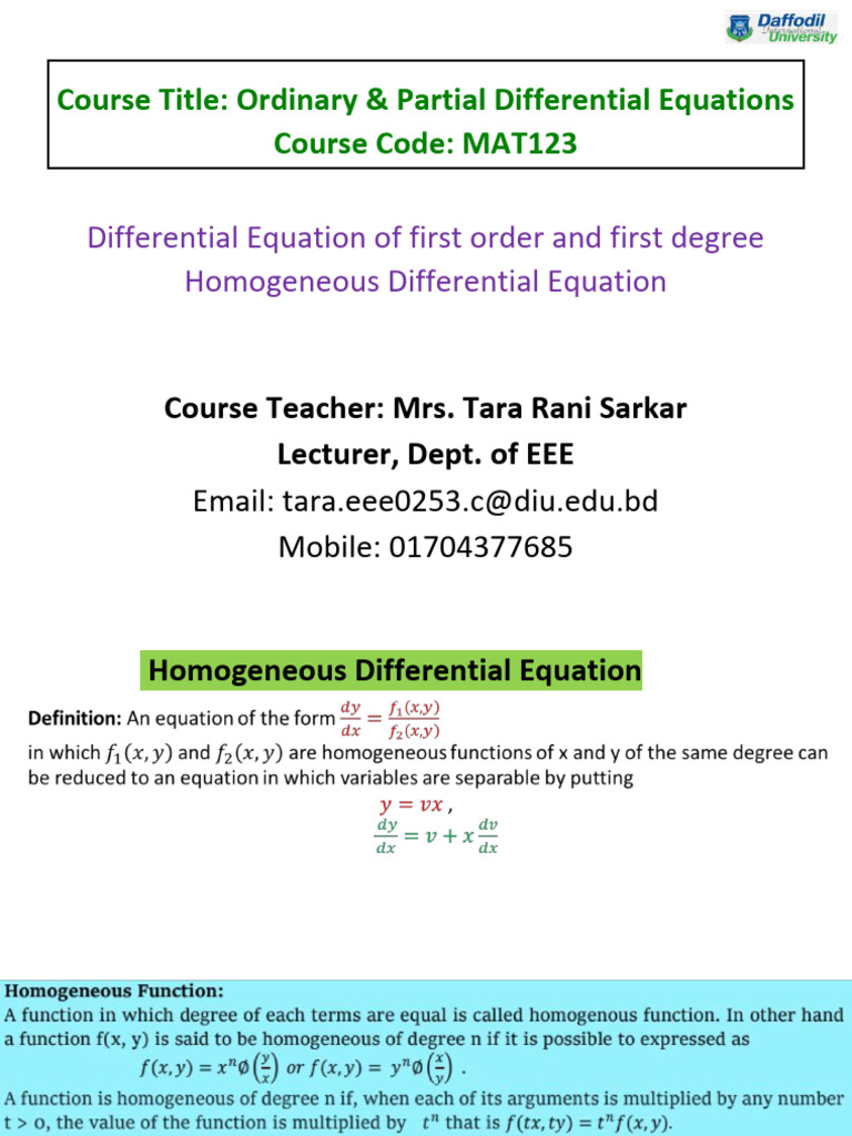 3-Homogeneous DE (Correction File) | PDF
