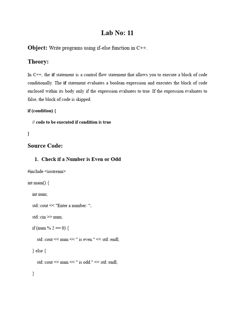 C++ If-Else Programming Examples | PDF