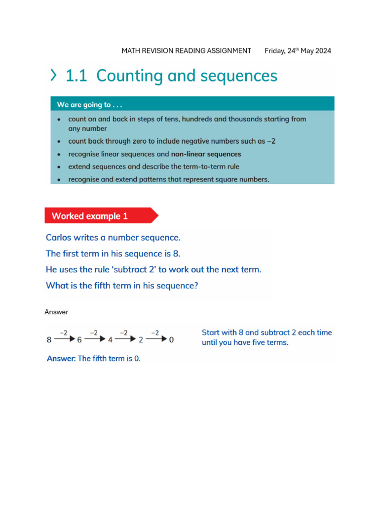 Math Revision Assignment Guide | PDF