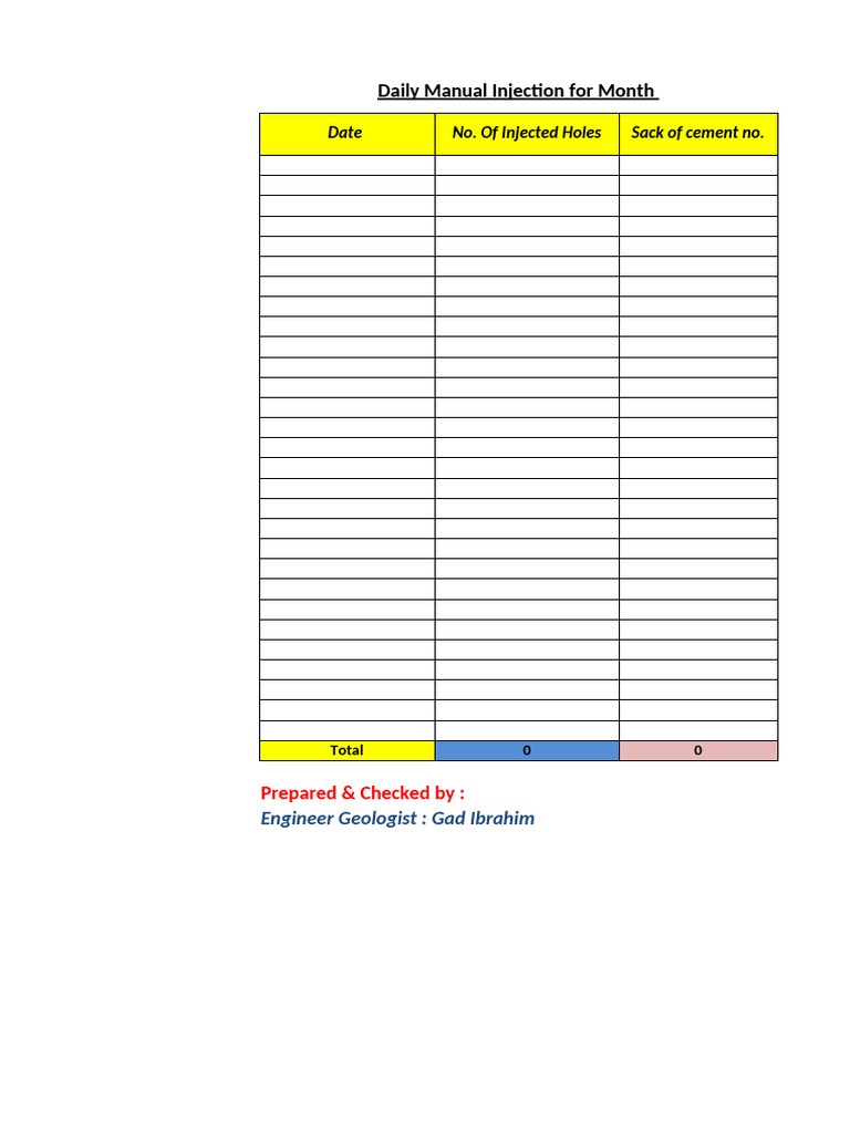 Daily Manual Injection Report | PDF