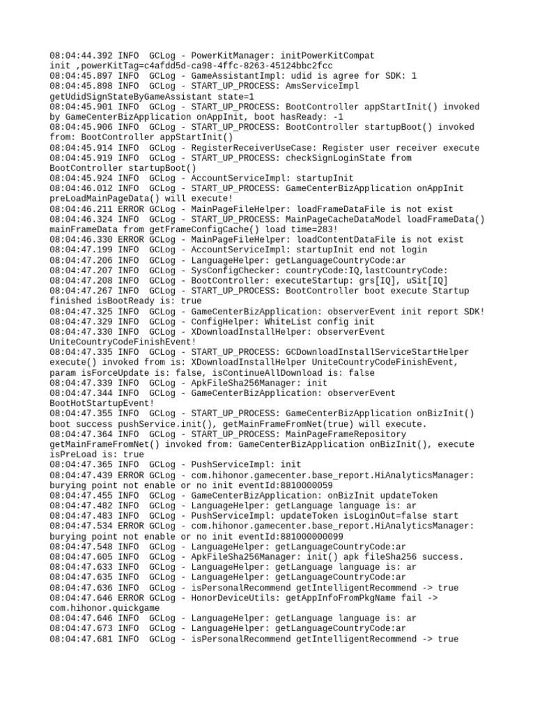 GameCenter Initialization Log Analysis | PDF | Computing | Software ...