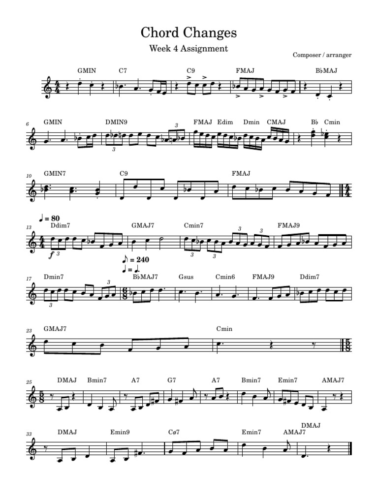Chord Changes - Week 4 Assignment | PDF