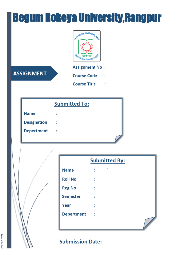Begum Rokeya University Assignment Template | PDF