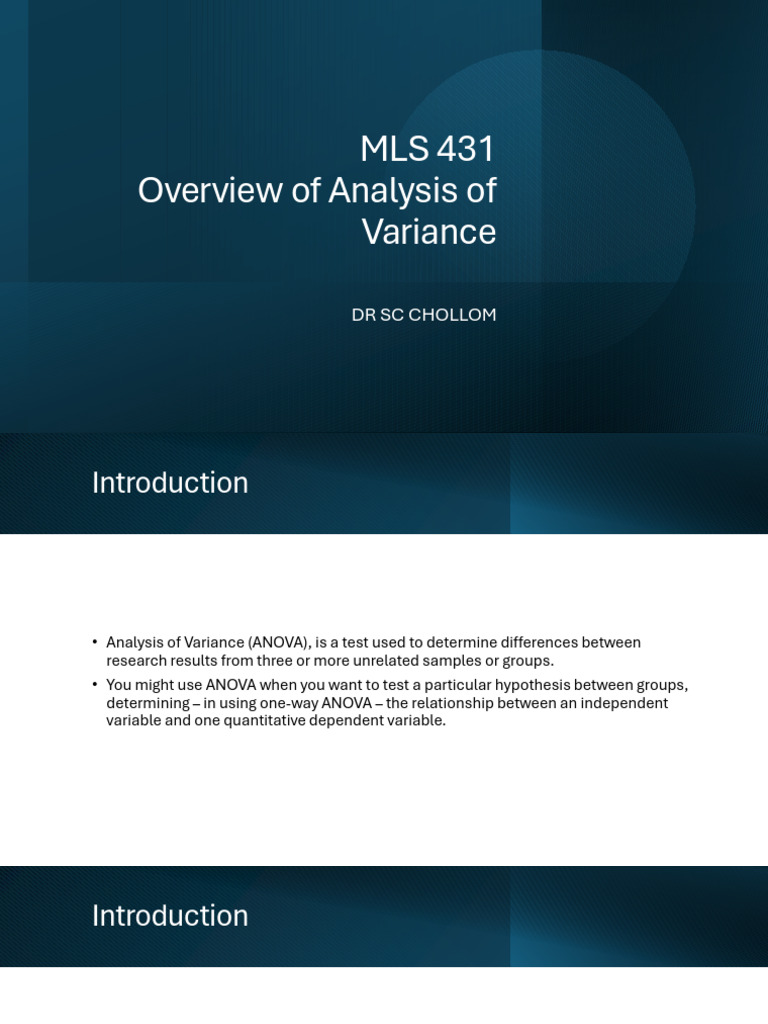 Understanding Analysis of Variance (ANOVA) | PDF | Analysis Of Variance ...